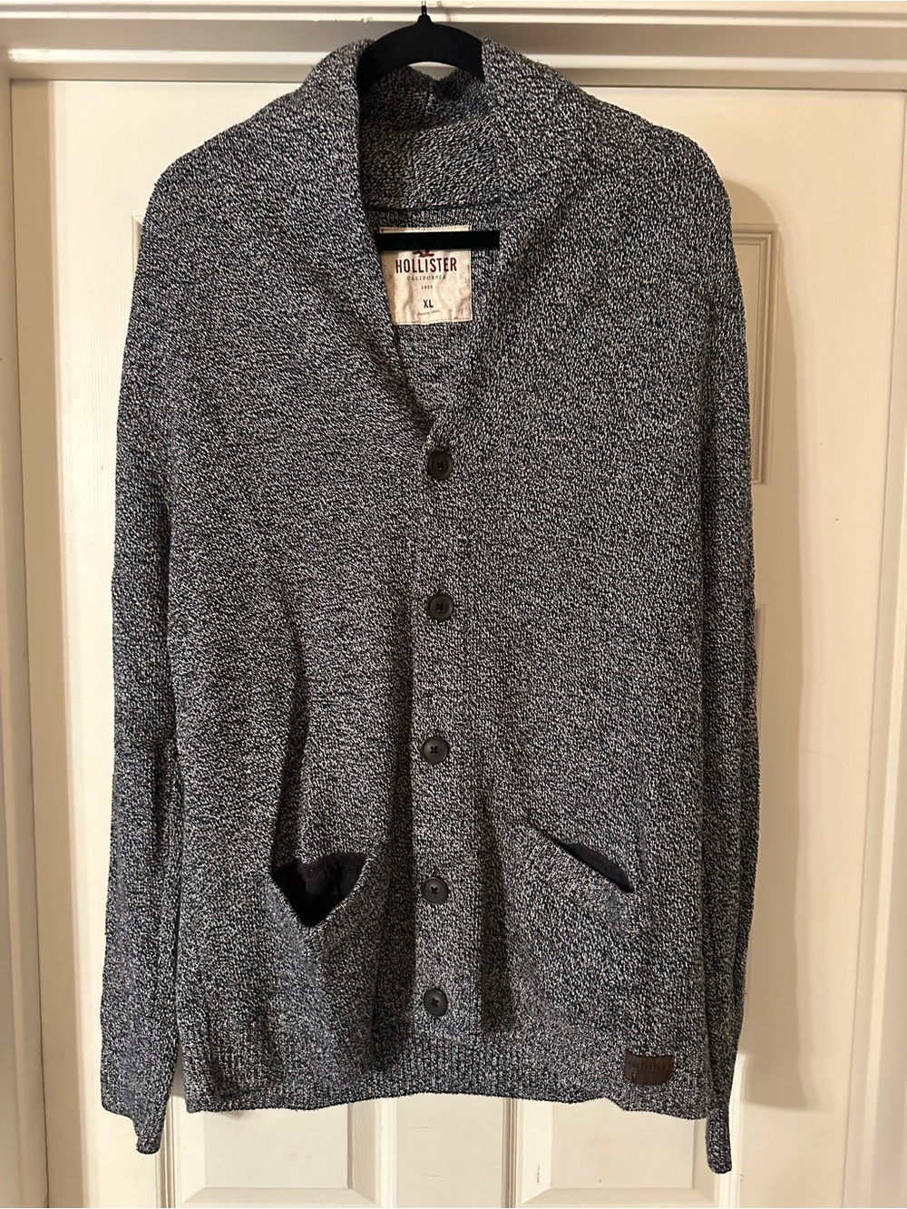 Hollister Men's Heather Gray Shawl Collar Cardigan
